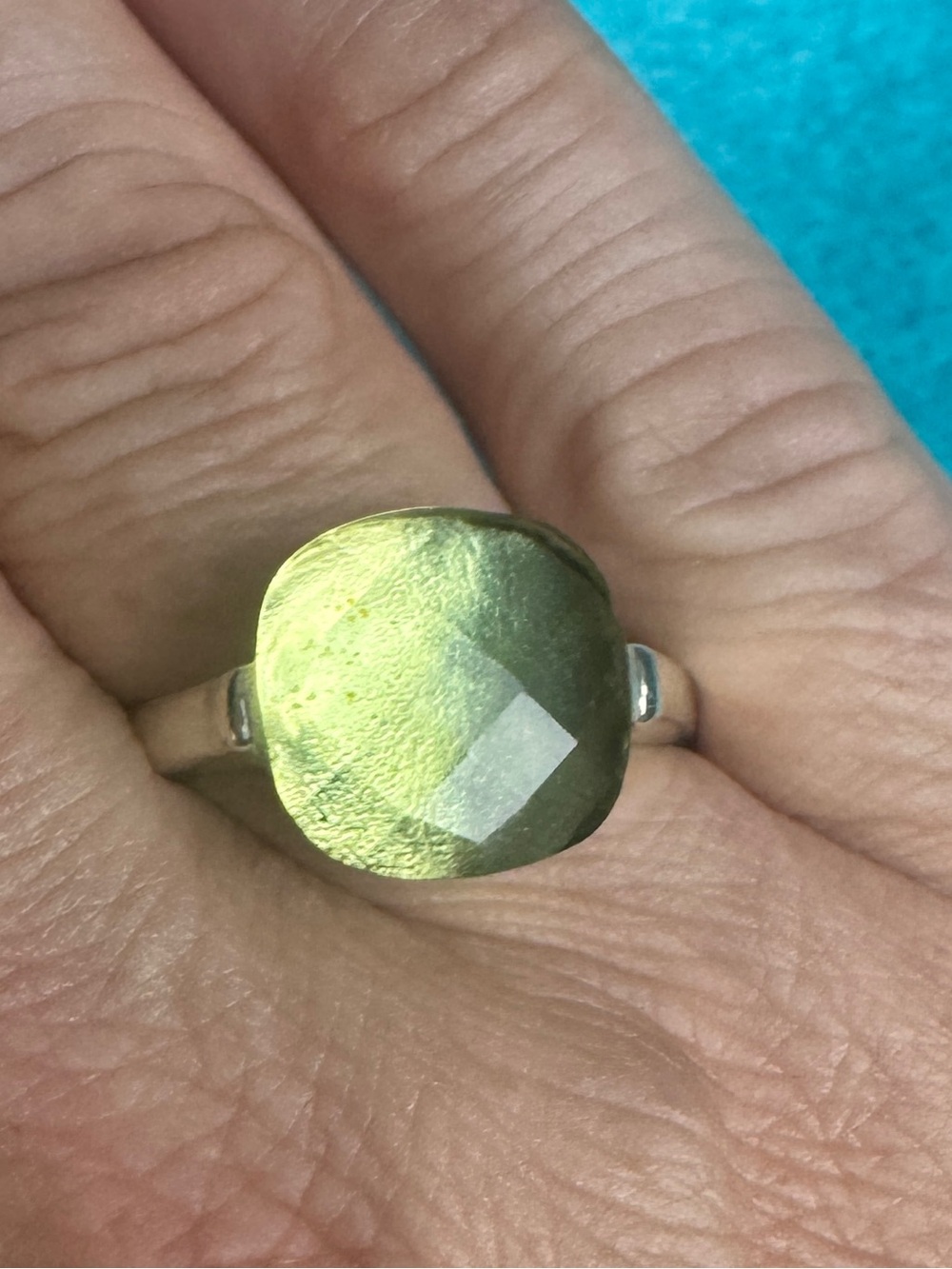 Handcrafted Green Gemstone Statement Ring - Women Jewelry 0191
